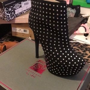 Black rhinestone boots worn only once!